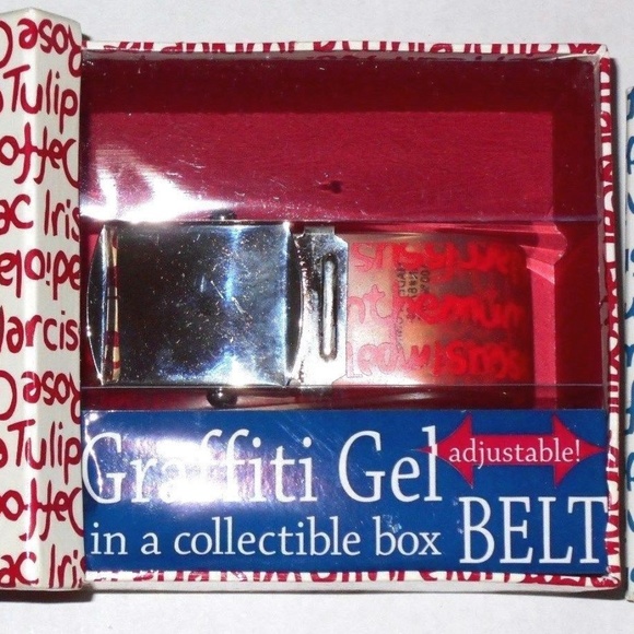 Vintage Graffiti Gel Plastic Flower Names Belt